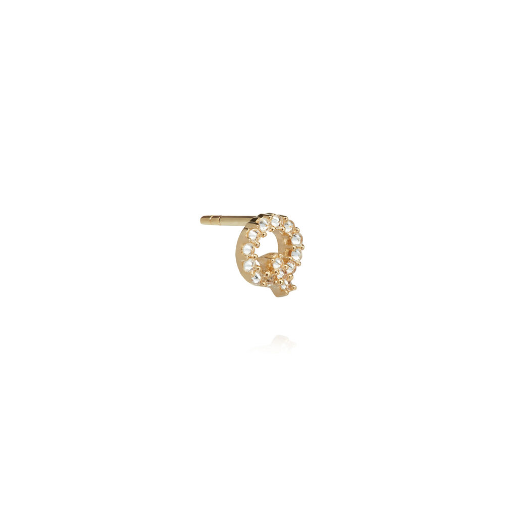 18ct Gold Diamond Initial Q Single Stud Earring | Annoushka jewelley